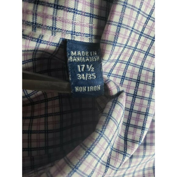 Eagle Reg Fit Non Iron Stretch Collar Violet Blue Mini Checkered 17 1/2 34/35 - Picture 7 of 12